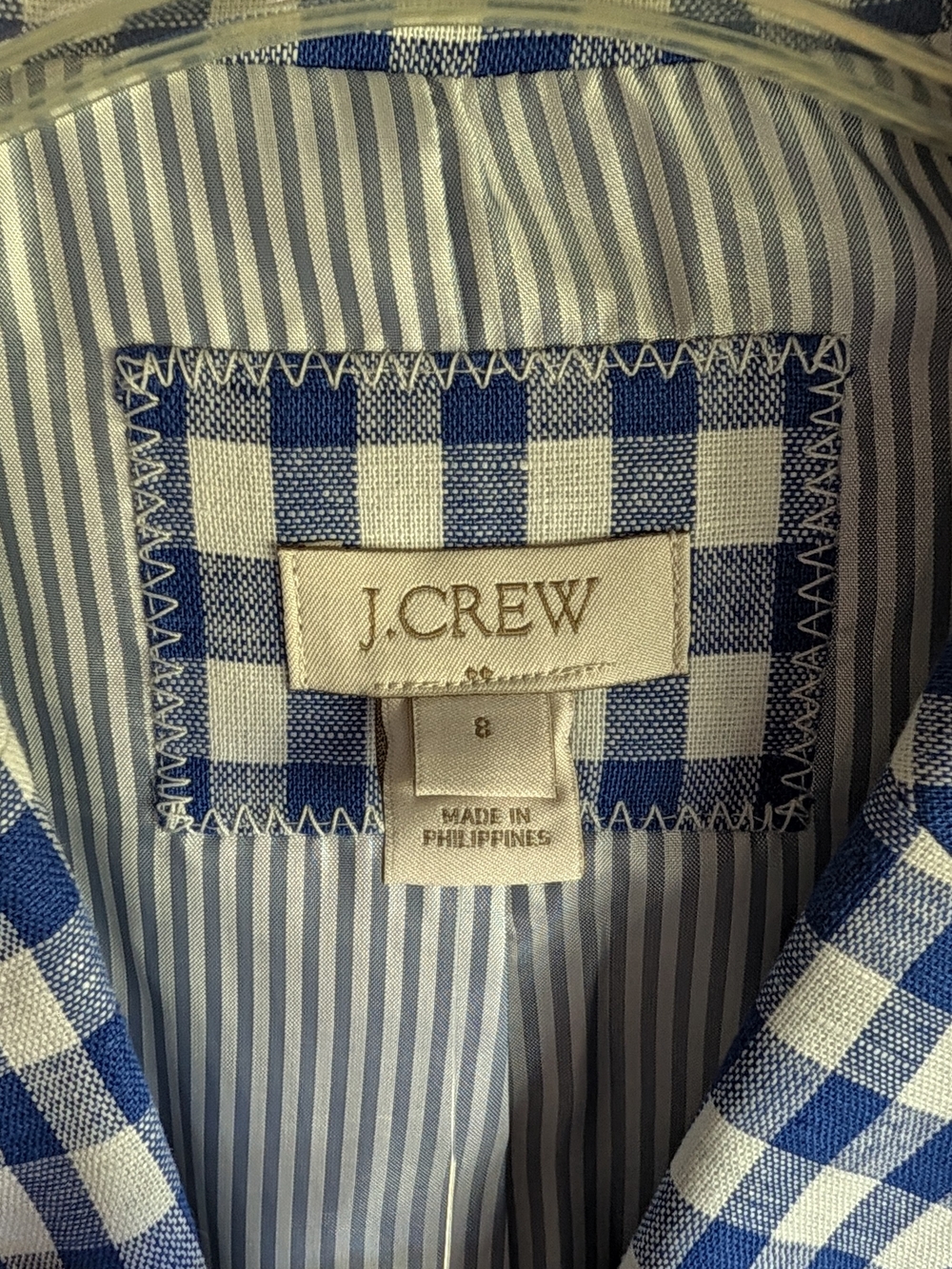 J.Crew Factory Gingham Schoolboy Linen Blazer Blue White Size 8 NWT - Picture 2 of 11